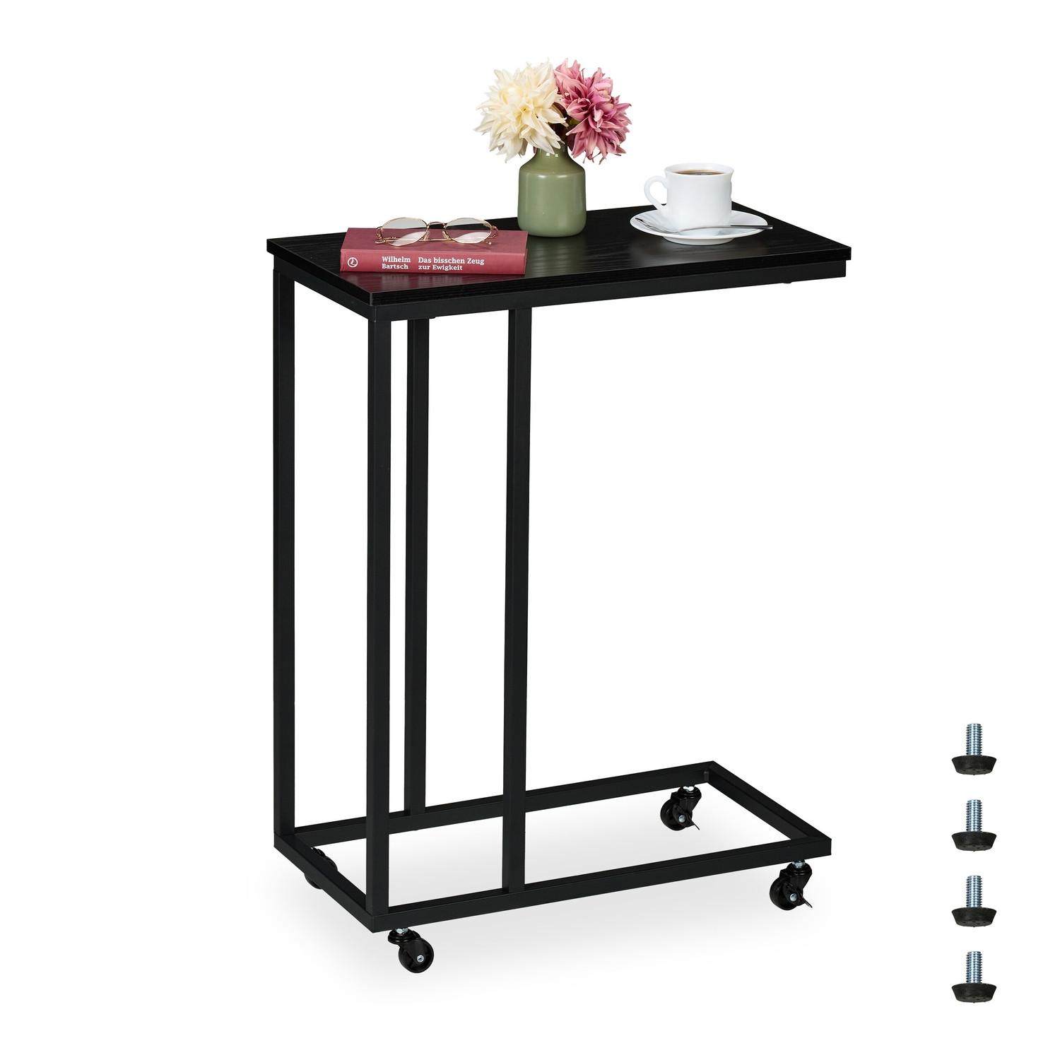 Northix C-förmiger Beistelltisch mit Rädern  