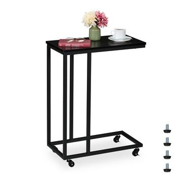 Table d'appoint en forme de C avec roulettes