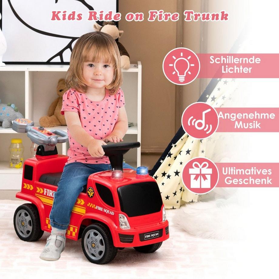 B2X  Camion de pompier pour enfants avec pistolet à bulles pour enfants de 18 à 36 mois rouge 