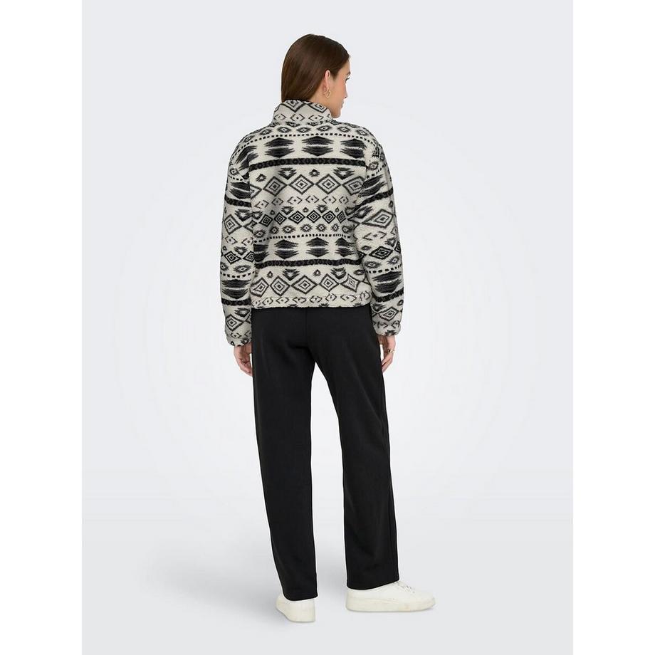 ONLY Bedrucktes Fleece Shirt mit Reissverschluss  