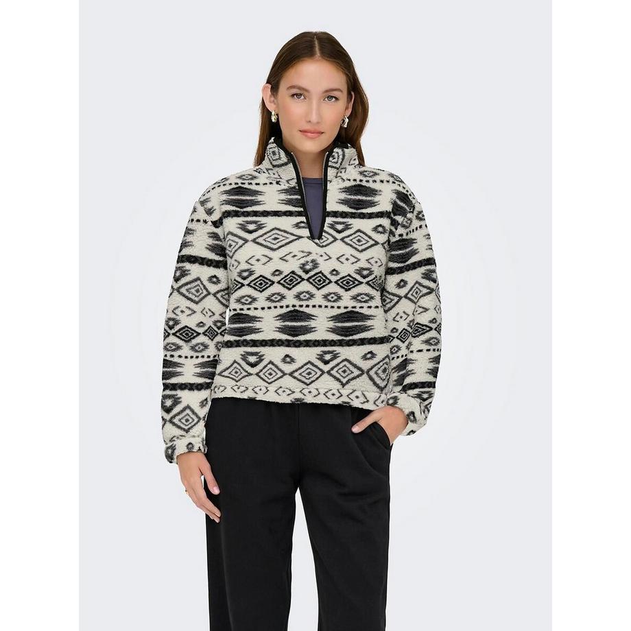 ONLY Bedrucktes Fleece Shirt mit Reissverschluss  