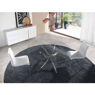 ANGEL CERDA Esstisch runde gehärtetes Glas aus verchromter Stahl  