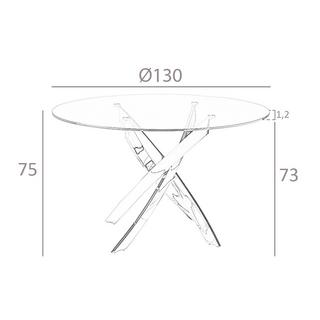 ANGEL CERDA Esstisch runde gehärtetes Glas aus verchromter Stahl  