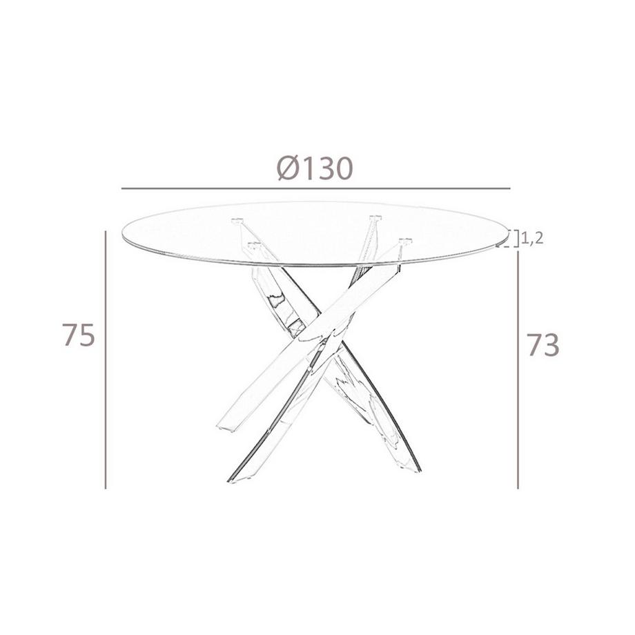 ANGEL CERDA Esstisch runde gehärtetes Glas aus verchromter Stahl  