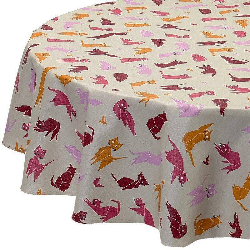 Fleur de Soleil Nappe enduite ronde ou ovale Chats  