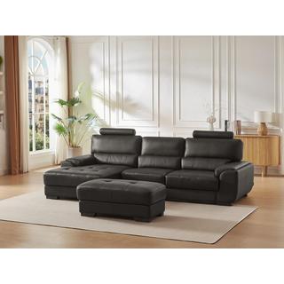 Vente-unique Ecksofa Leder Sitzhocker Ecke Links METROPOLITAN II  