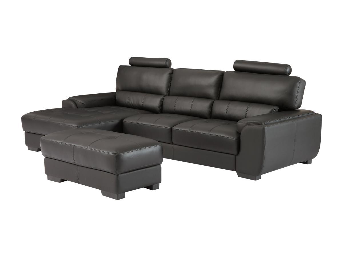 Vente-unique Ecksofa Leder Sitzhocker Ecke Links METROPOLITAN II  