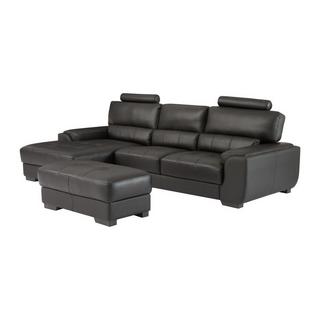 Vente-unique Ecksofa Leder Sitzhocker Ecke Links METROPOLITAN II  