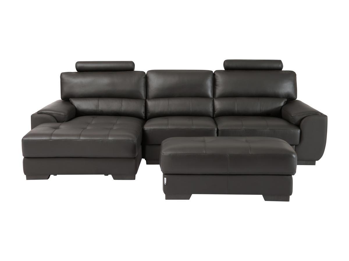 Vente-unique Ecksofa Leder Sitzhocker Ecke Links METROPOLITAN II  