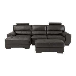 Vente-unique Ecksofa Leder Sitzhocker Ecke Links METROPOLITAN II  