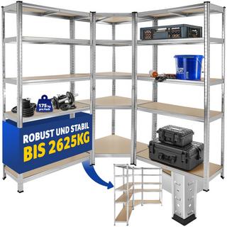 Tectake Schwerlastregalsystem Gustav, 3-teilig, 15 Böden, 2625 kg  