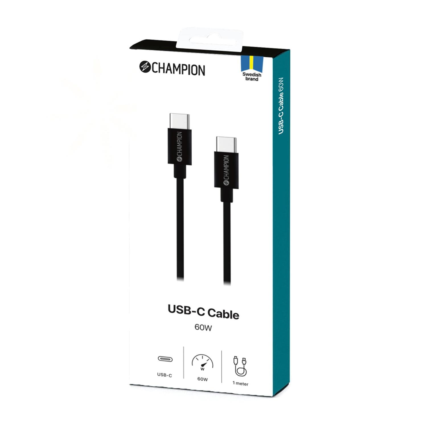 Champion  Câble USB-C 60W 1m Noir 