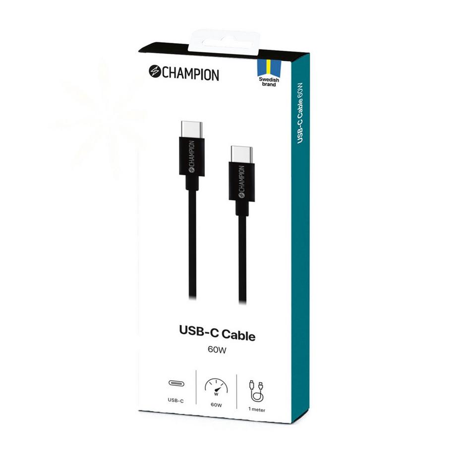 Champion  Cavo USB-C 60W 1m Nero 
