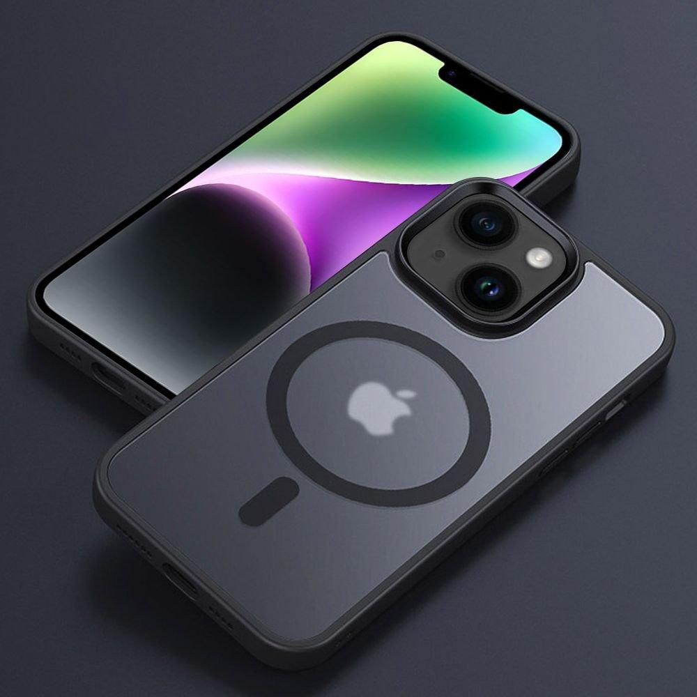 Cadorabo  Hülle für Apple iPhone 14 PLUS in SCHWARZ für MagSafe - Hybrid Schutzhülle mit TPU Silikon-Rand und stabiler Rückseite 