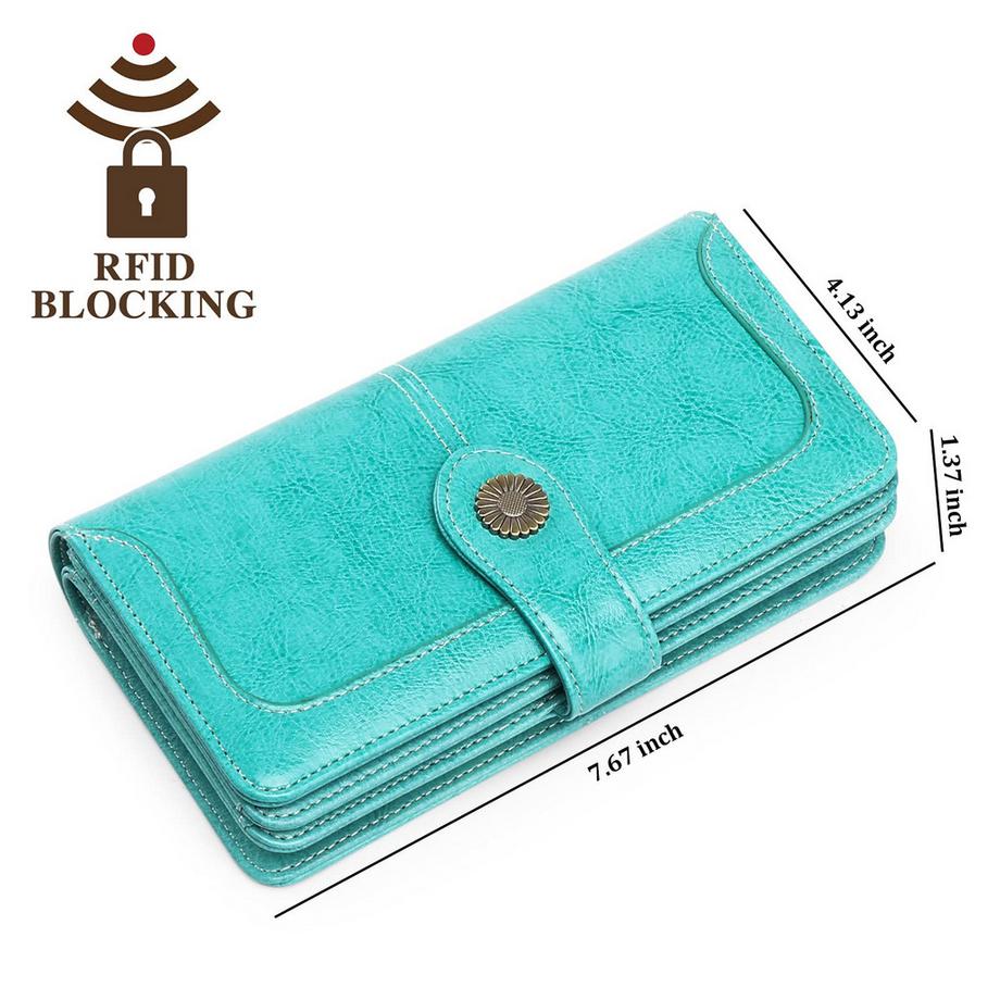 Only-bags.store Portefeuille Grand Embrayage Portefeuille Long Bloquant la Protection RFID avec 24 Emplacements pour Cartes  