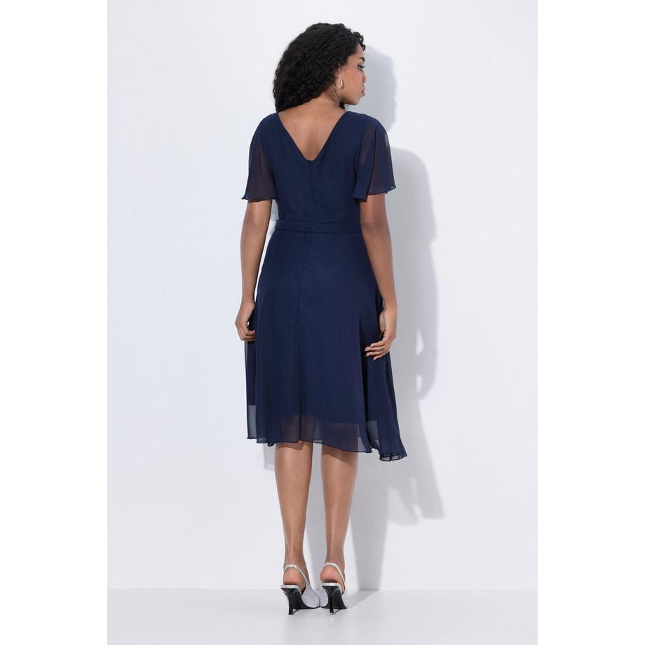 Ulla Popken Abito midi da sera in chiffon drappeggiato  