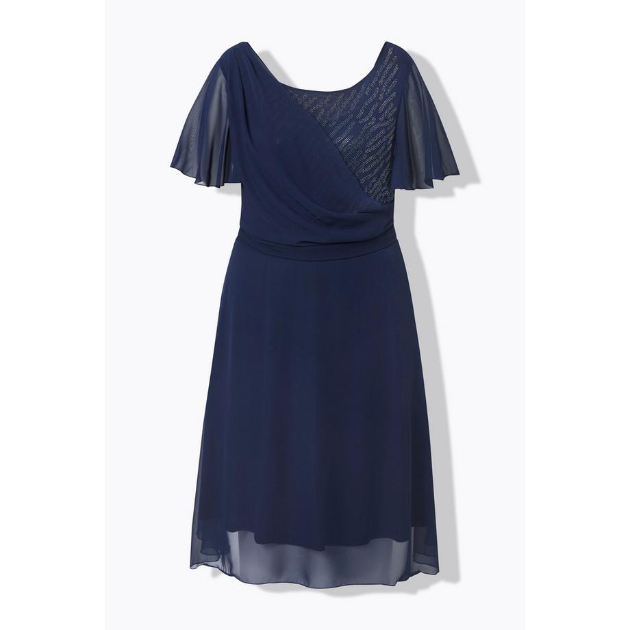 Ulla Popken Abito midi da sera in chiffon drappeggiato  