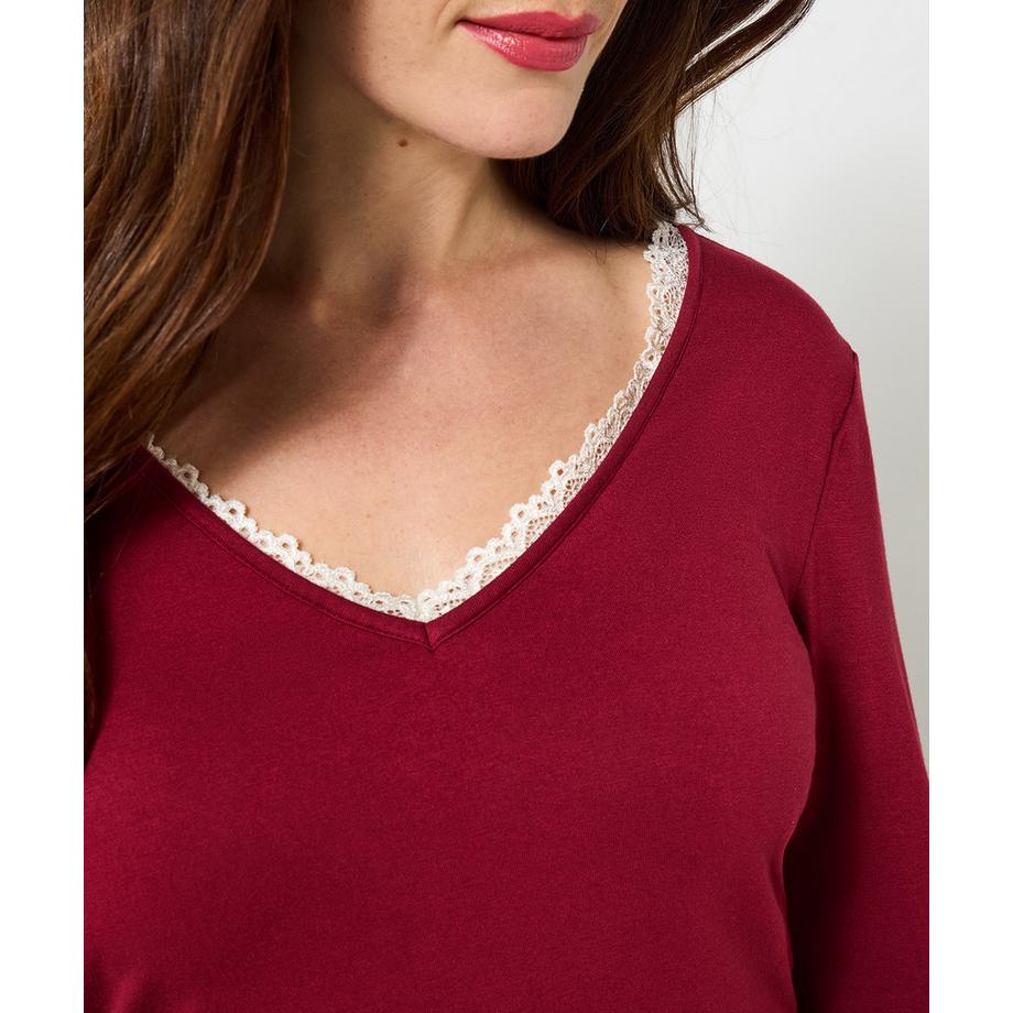 Joe Browns V-Ausschnitt Jersey Top mit Spitzenbesatz  