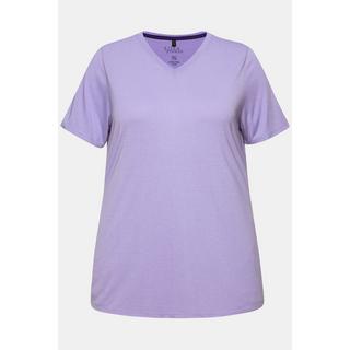 Ulla Popken  T-shirt technique, antibactérien, col en V et manches courtes 