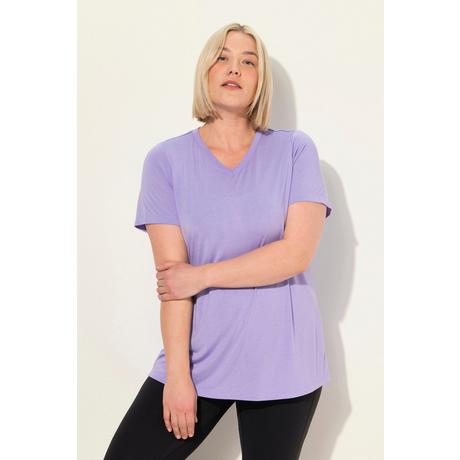 Ulla Popken  T-shirt technique, antibactérien, col en V et manches courtes 