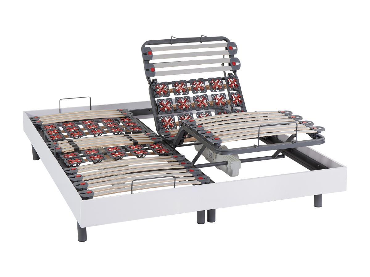 DREAMEA Set relax doghe e sospensioni 100% lattice 5 zone Bianco 2 motori OKIN MENELAS  