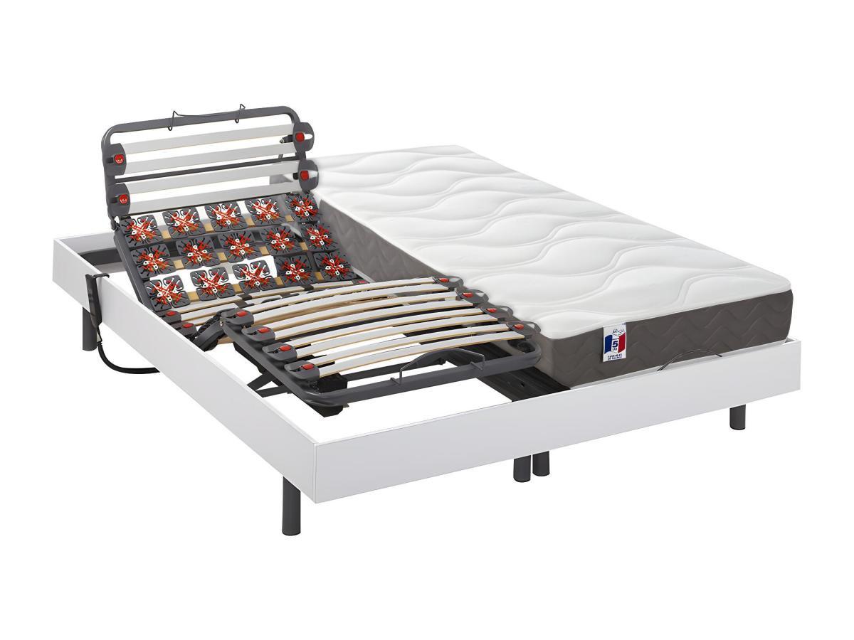 DREAMEA Lit électrique relaxation lattes plots matelas 100% latex 5 zones MENELAS de DREAMEA 2 moteurs OKIN  