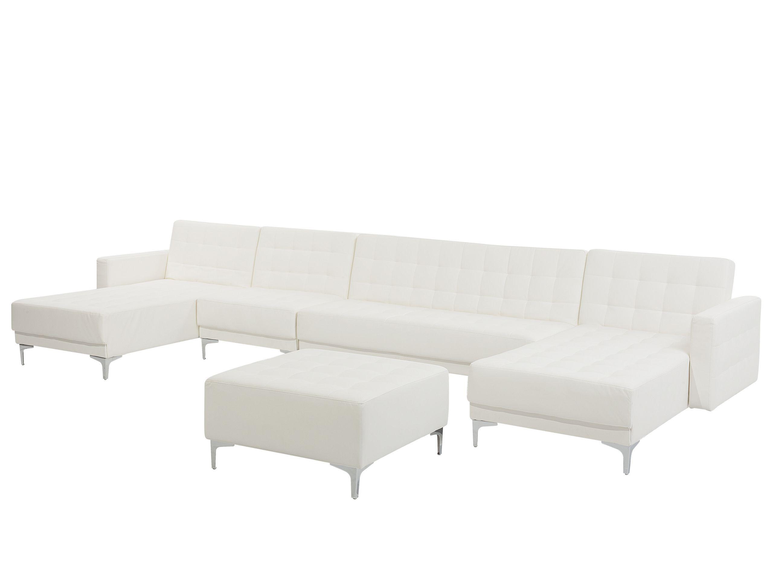 Beliani Grand canapé avec pouf ottoman en Cuir PU Moderne ABERDEEN  