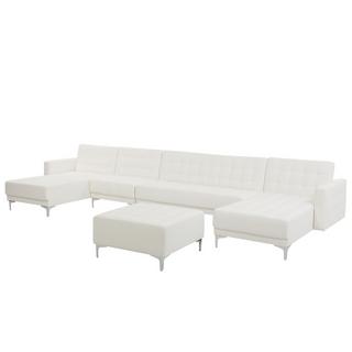 Beliani Grand canapé avec pouf ottoman en Cuir PU Moderne ABERDEEN  