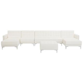 Beliani Grand canapé avec pouf ottoman en Cuir PU Moderne ABERDEEN  