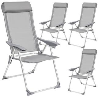Tectake Lot de 4 chaises de jardin en aluminium avec nuque rembourrée  