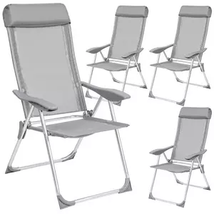 Lot de 4 chaises de jardin en aluminium avec nuque rembourrée