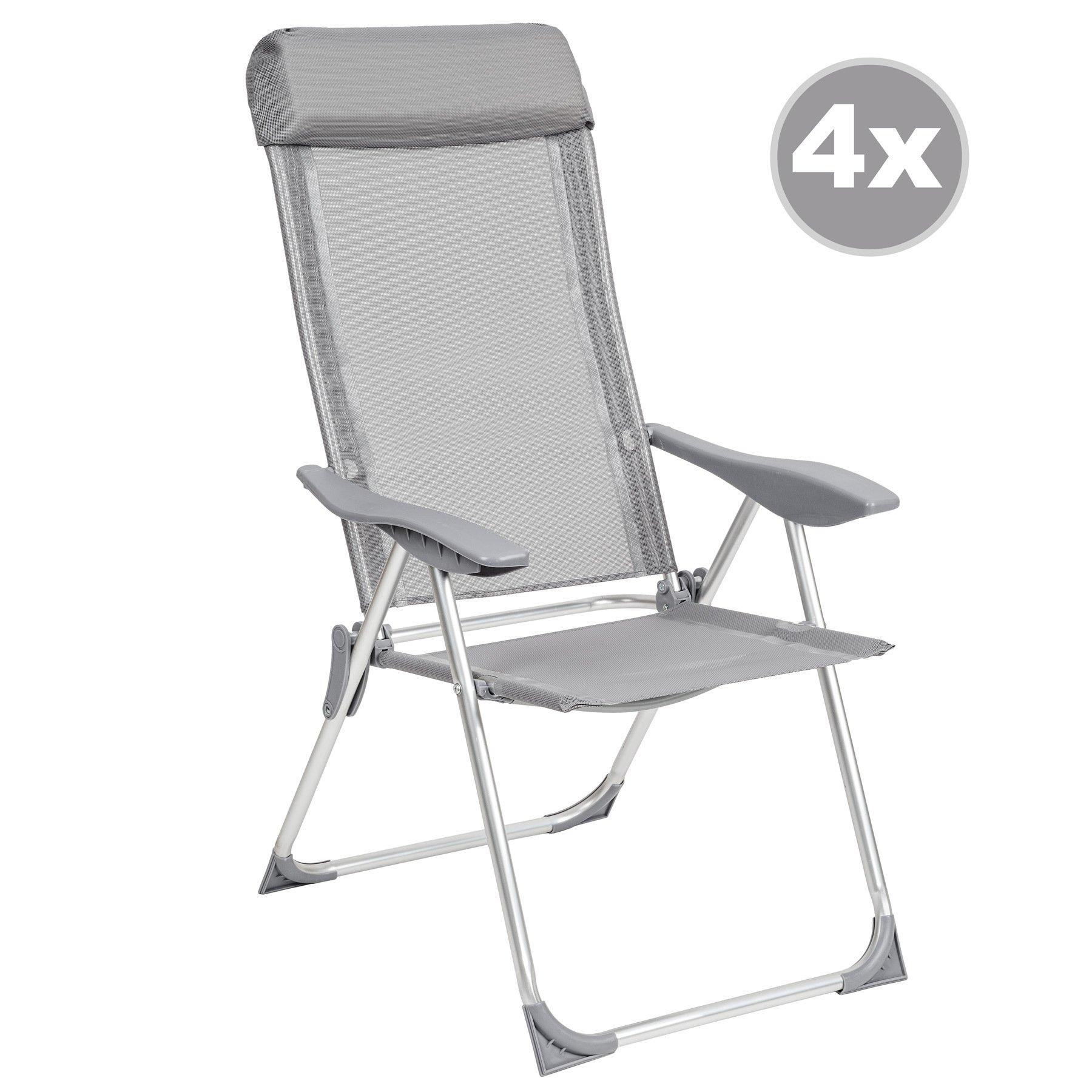 Tectake 4 sedie da giardino pieghevoli in alluminio con poggiatesta  