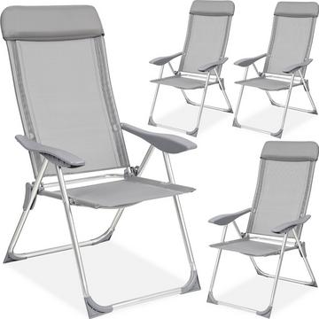 Lot de 4 chaises de jardin en aluminium avec nuque rembourrée