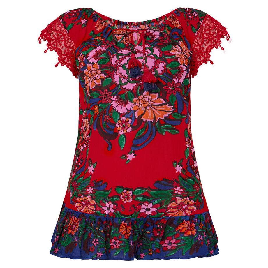 Joe Browns Top Manches Dentelle Pompon  