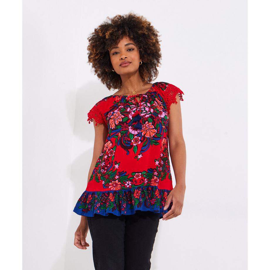 Joe Browns Top Manches Dentelle Pompon  