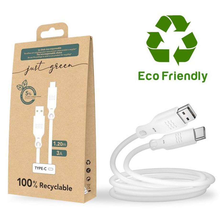 Just green  Cavo USB / USB-C 1,2m Just Green Bianco 