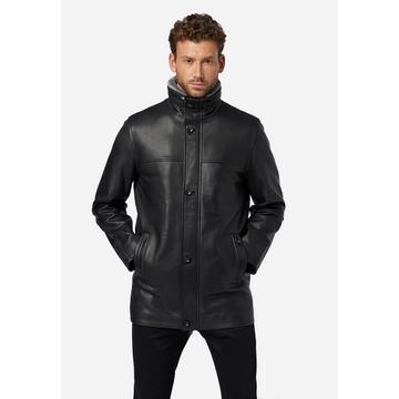 Manteau en cuir pour homme Jemenez, manteau court avec doublure en fourrure amovible