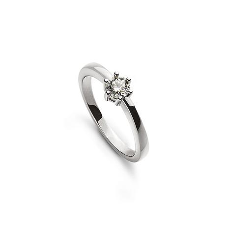 MUAU Schmuck  Solitär Ring 6-Griff-Fassung Weissgold 750, Brillant 0.25ct. 