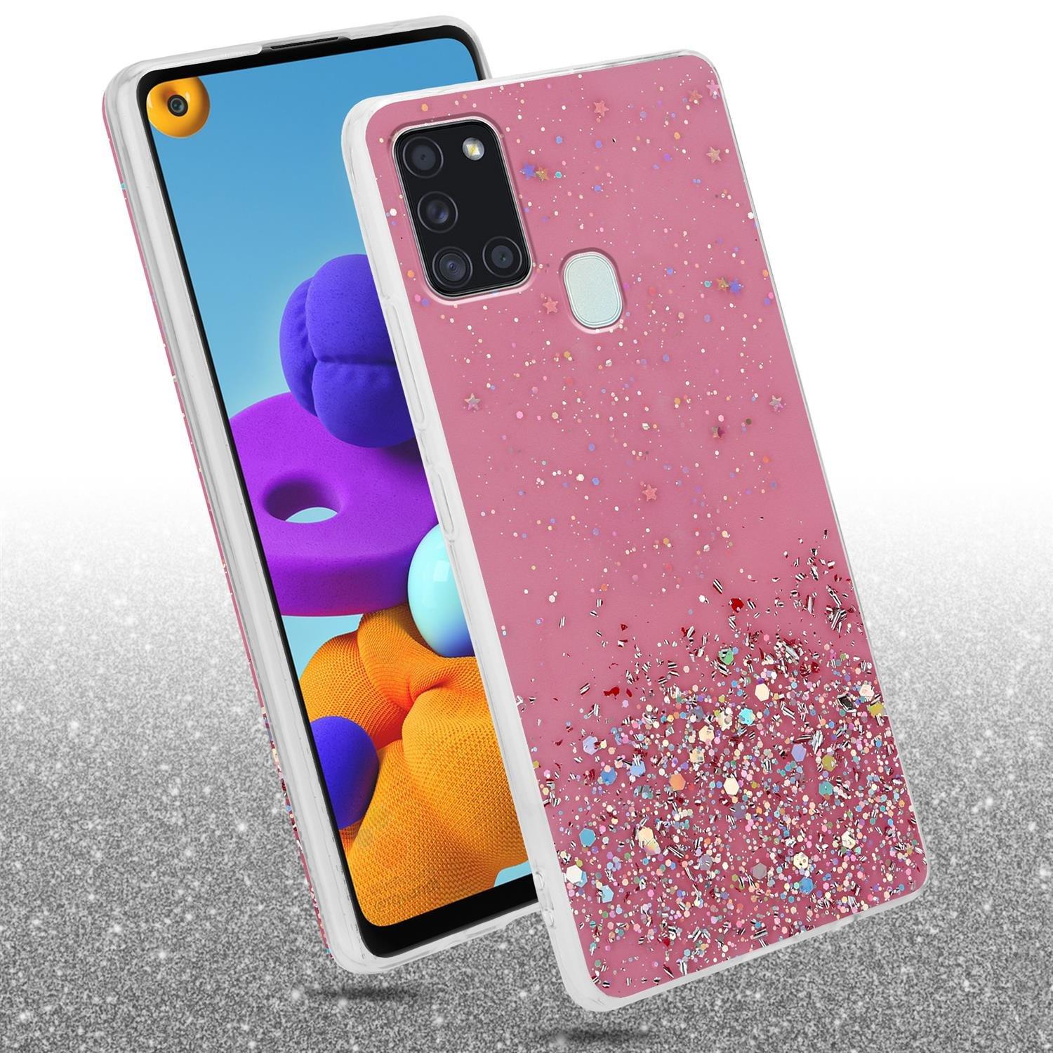 Cadorabo  Hülle für Samsung Galaxy A21s TPU Silikon mit funkelnden Glitter 