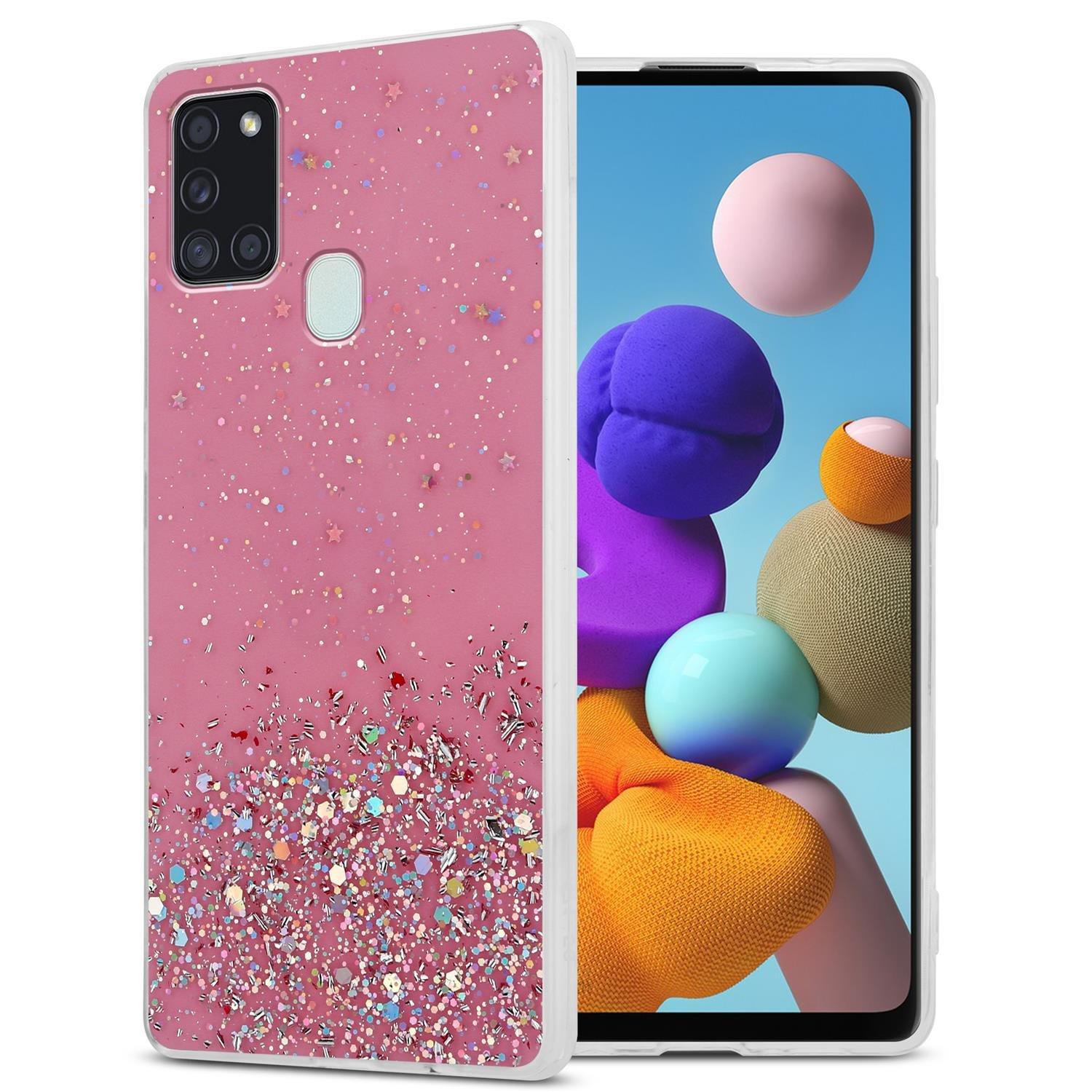 Cadorabo  Hülle für Samsung Galaxy A21s TPU Silikon mit funkelnden Glitter 