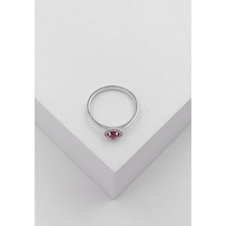 MUAU Schmuck  Bague en or blanc 750 diamant 0,096ct. rubis 0,26ct. 