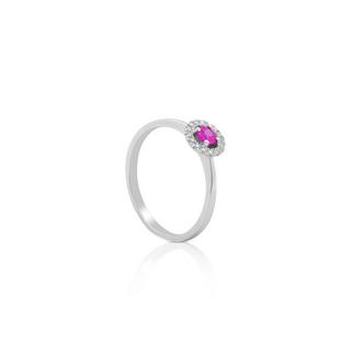 MUAU Schmuck  Ring Weissgold 750 Diamant 0.096ct. Rubin 0.26ct. 