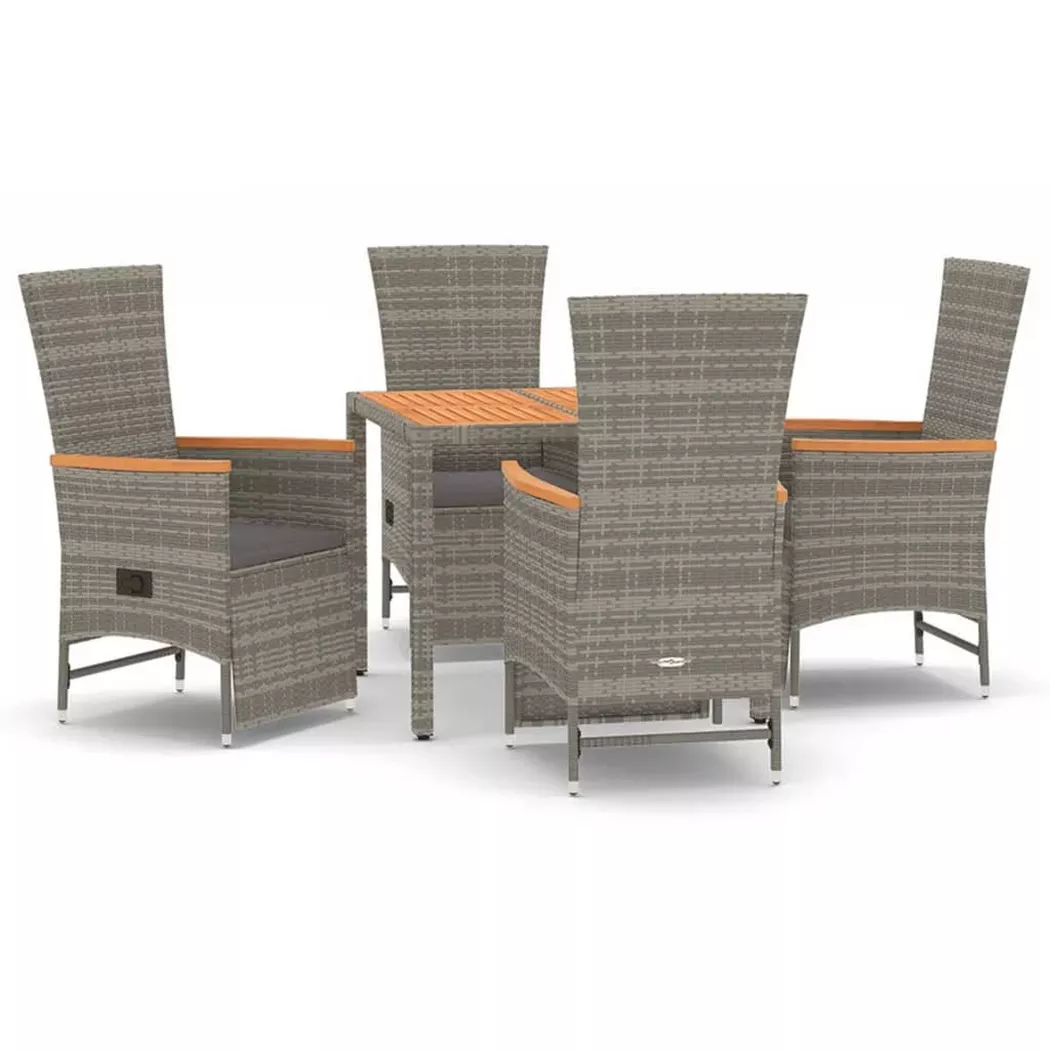 vidaXL Ensemble de salle à manger de jardin 5 pcs avec coussins Gris 3157556