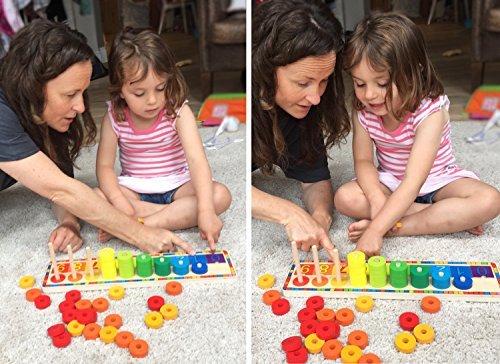 Activity-board  Holz Stapelringe - Zählen Lernen - Zählspiel mit 45 Ringen 