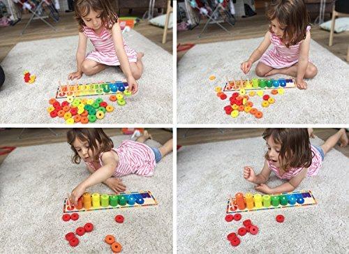 Activity-board  Holz Stapelringe - Zählen Lernen - Zählspiel mit 45 Ringen 