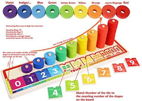 Activity-board  Holz Stapelringe - Zählen Lernen - Zählspiel mit 45 Ringen 