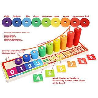 Activity-board  Holz Stapelringe - Zählen Lernen - Zählspiel mit 45 Ringen 