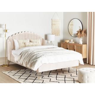 Beliani Lit à lattes en Velours Rétro AMBILLOU  