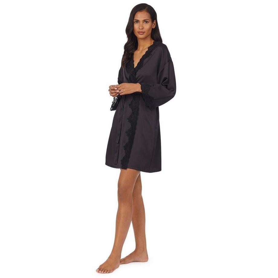 Ralph Lauren Satin Morgenmantel mit Spitzenverzierung  