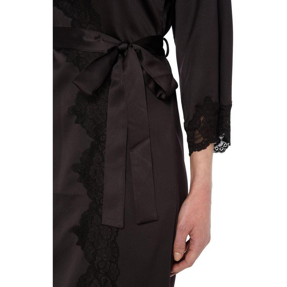 Ralph Lauren Satin Morgenmantel mit Spitzenverzierung  